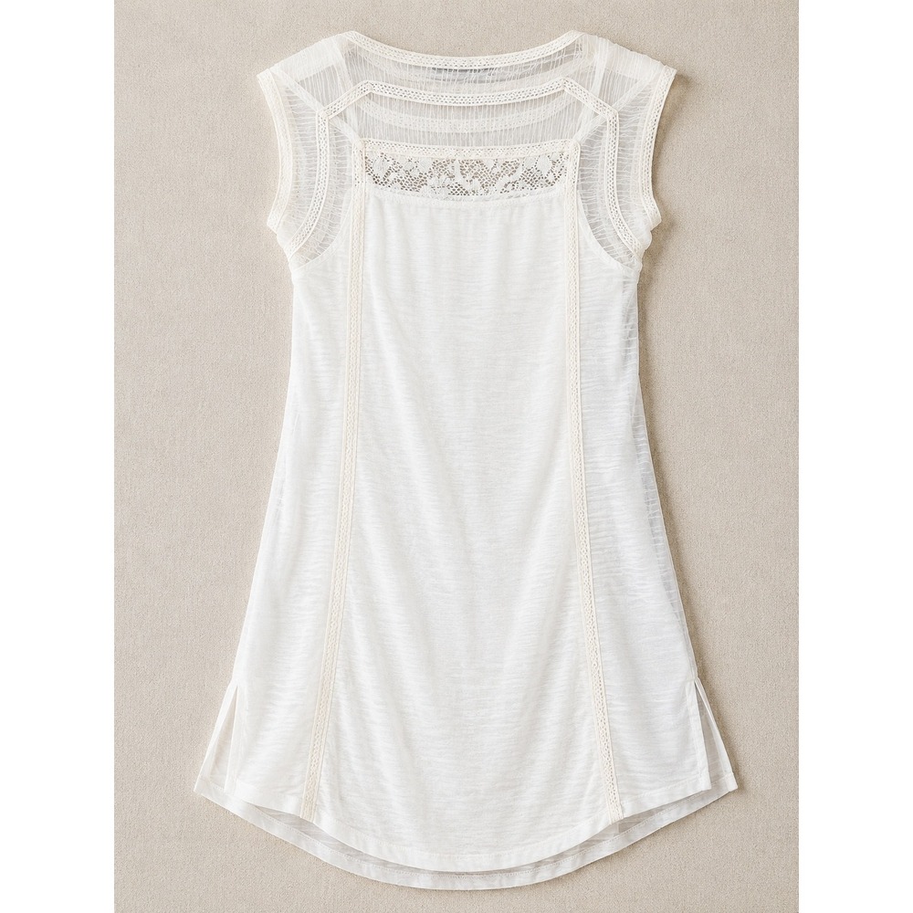 Zara Woman Lace Shift Mini Dress Women's L Ivory Sheer Layered Bridal Coquette - Picture 3 of 12